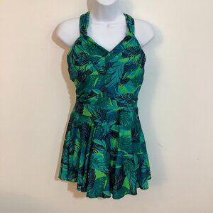 Swimdress Green Print XL Chic Flattering
